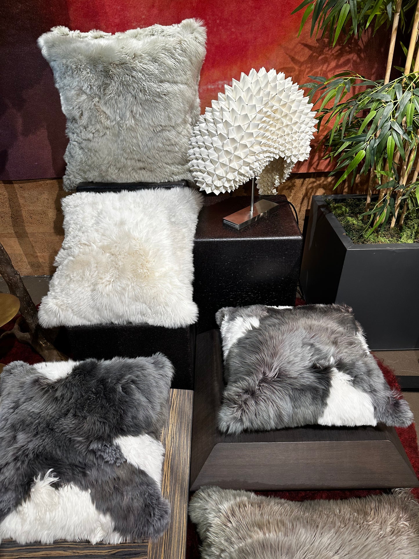 FUR PILLOW 24" x 24" White
