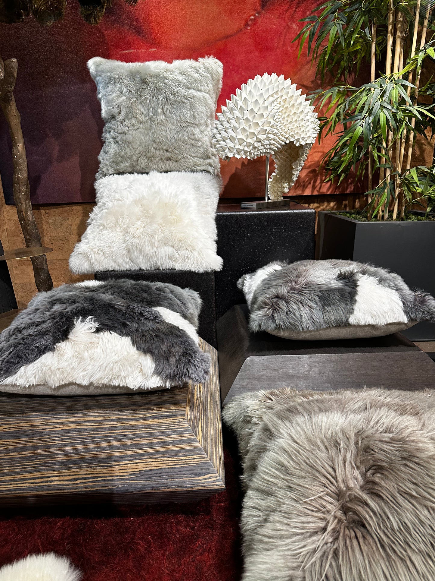 FUR PILLOW 24" x 24" White