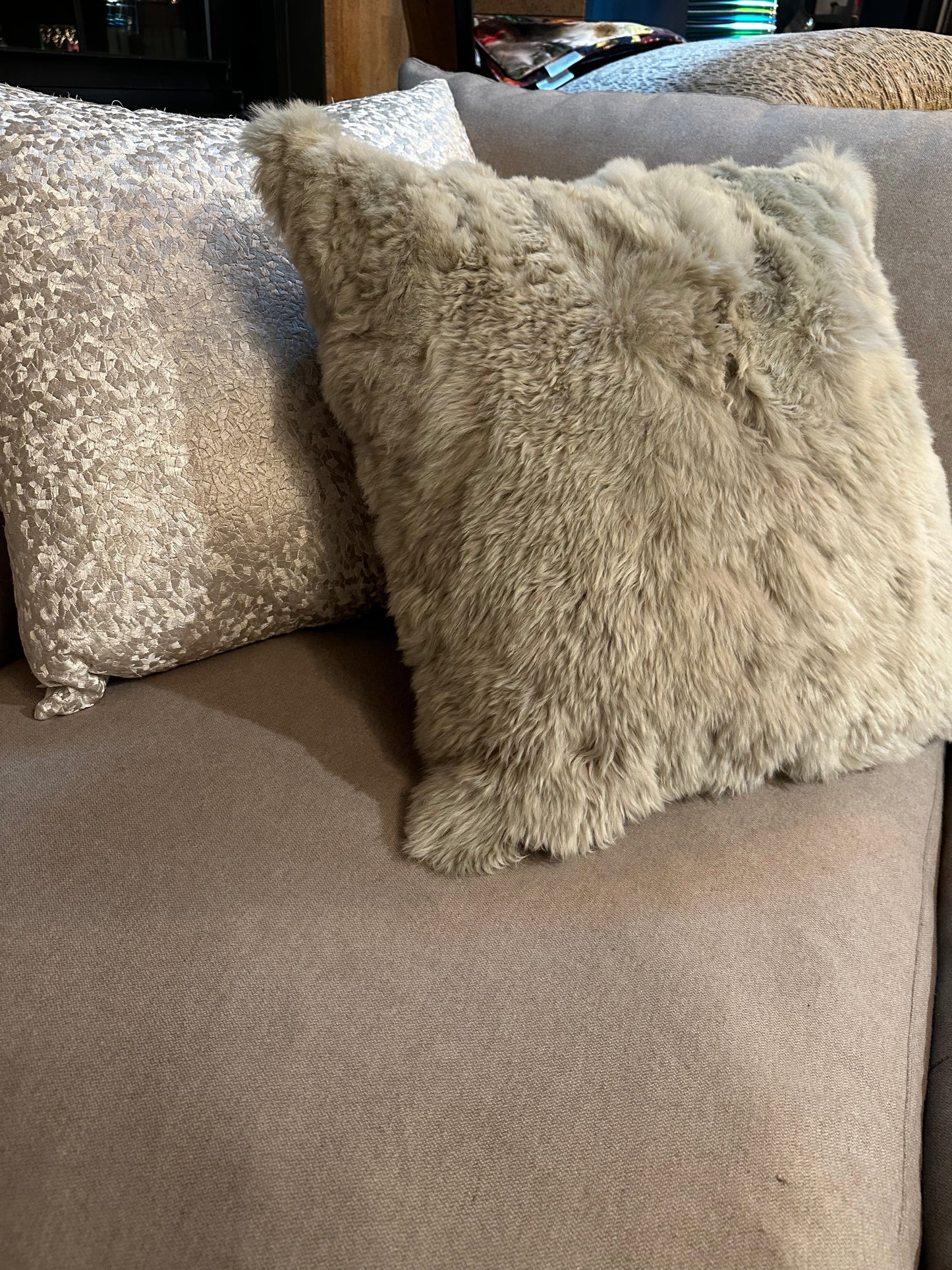 FUR PILLOW 24" x 24" - Taupe