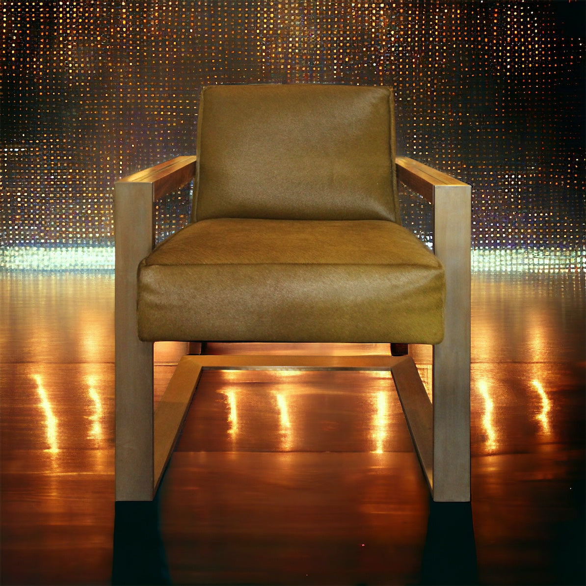 NOVA EXECUTIVE DESK CHAIR - BRONZE & OLIVE COWHIDE