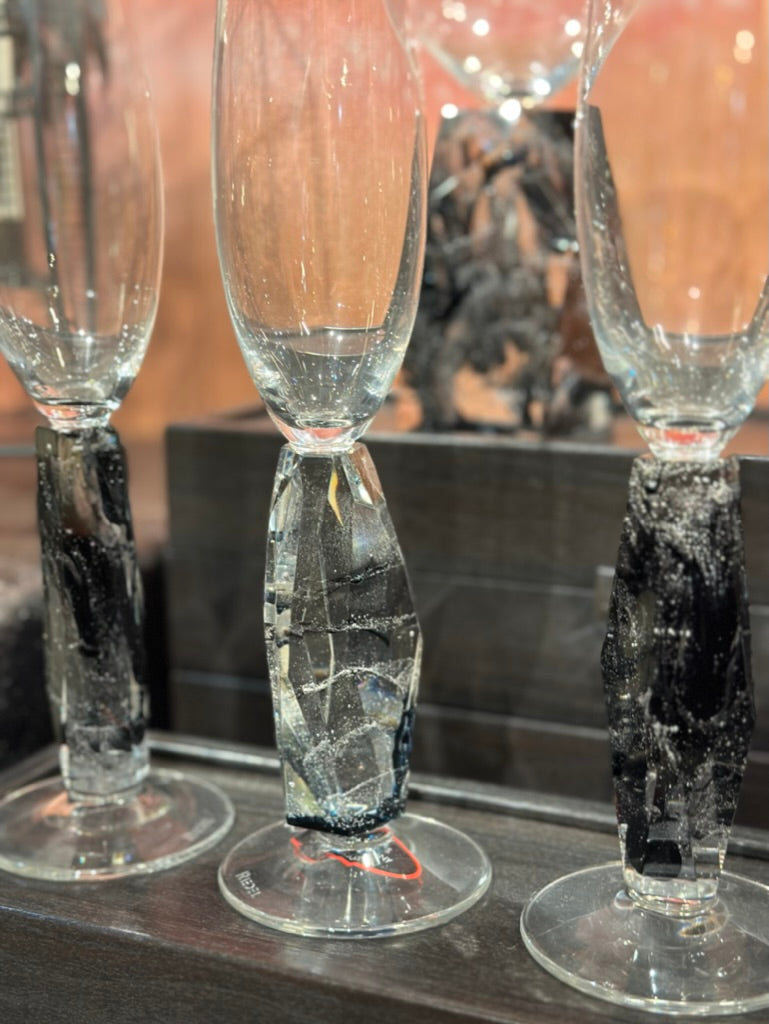 CRYSTAL CHAMPAGNE GLASS by Orfeo Quagliata - Black