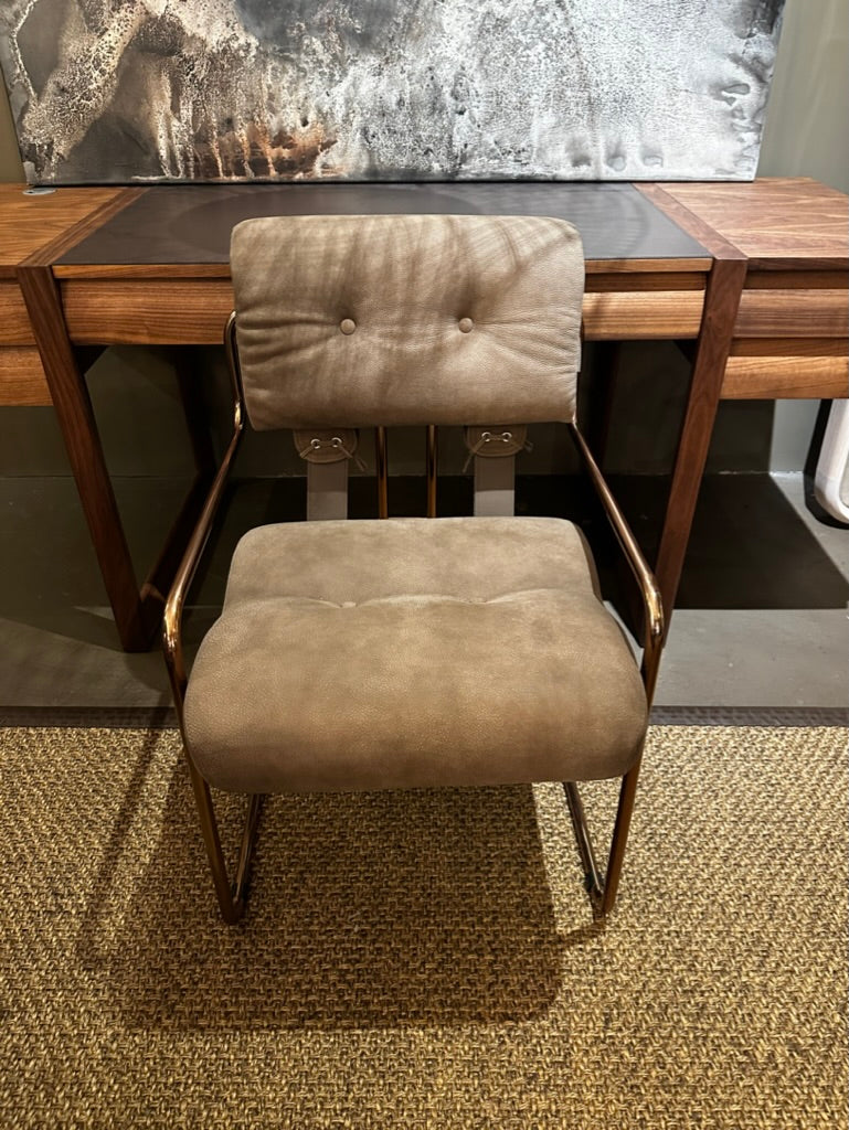 TUCROMA TAUPE SUEDED LEATHER DESK CHAIR